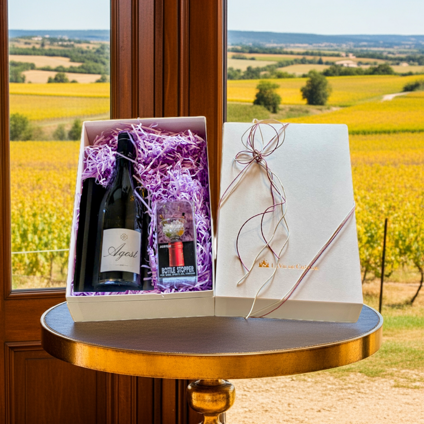 Coffret cadeau B de vin blanc (Ogosto) et accessoires pour le vin pour gourmets