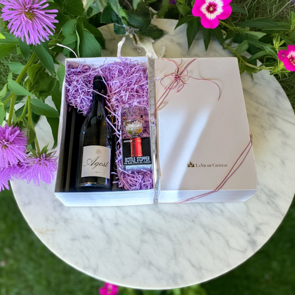 Coffret cadeau B de vin blanc (Ogosto) et accessoires pour le vin pour gourmets