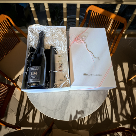 Cadeau DM champagne et marqueur de verre