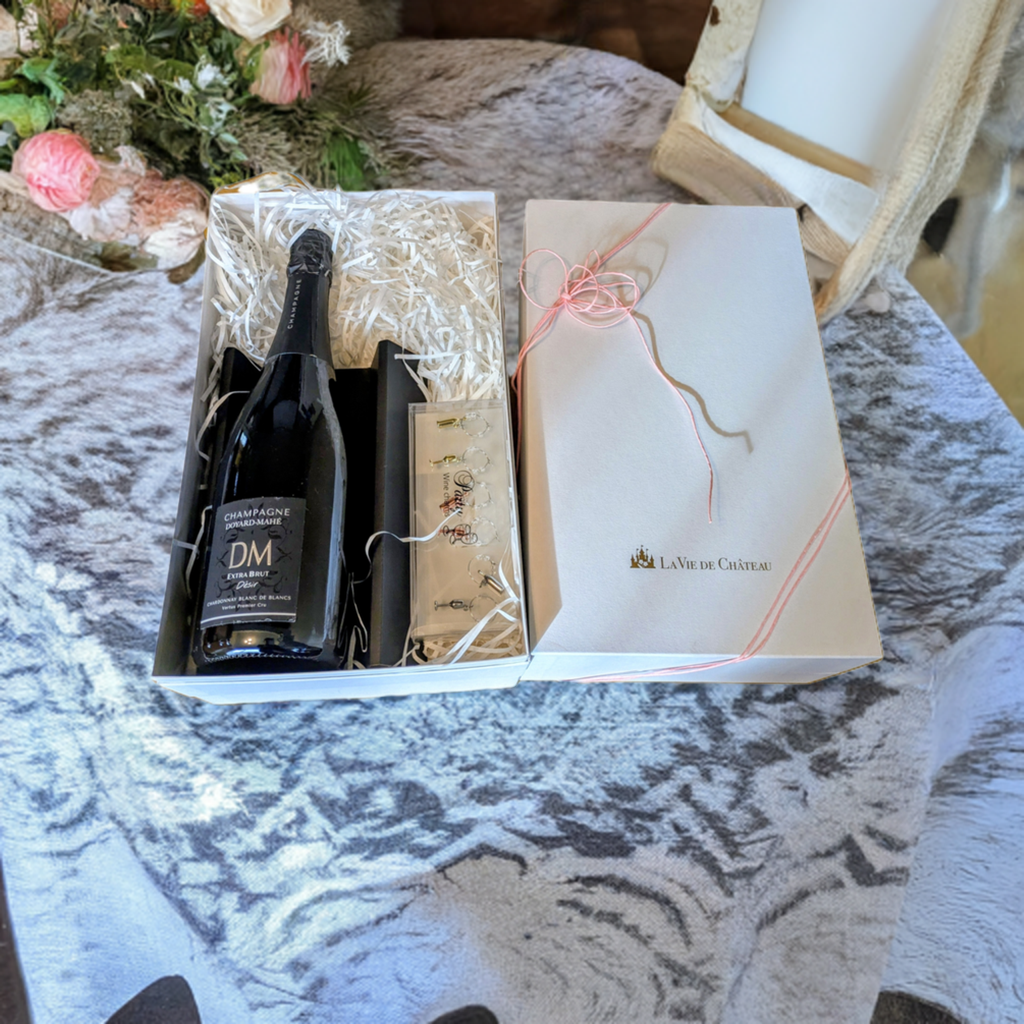 Cadeau DM champagne et marqueur de verre