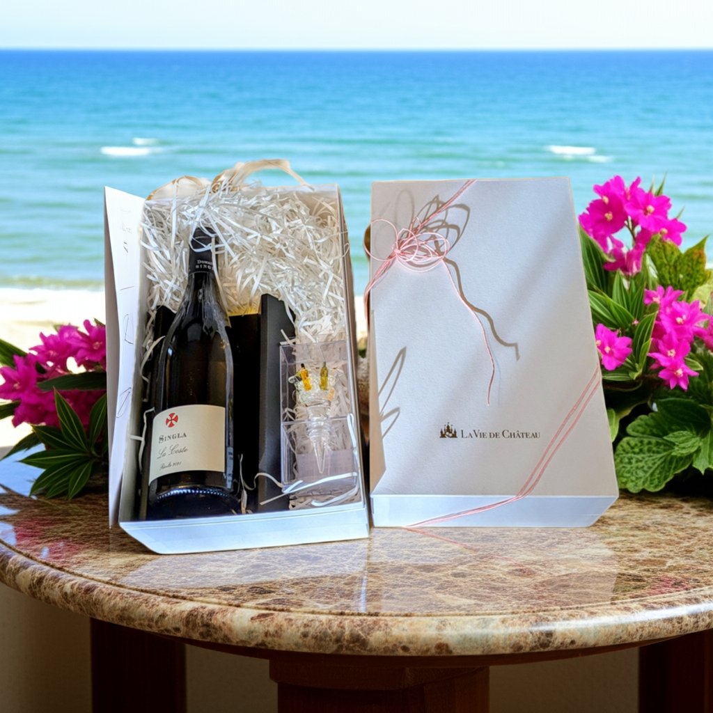 La Coste (vin blanc parfumé du sud de la France) et coffret cadeau accessoires
