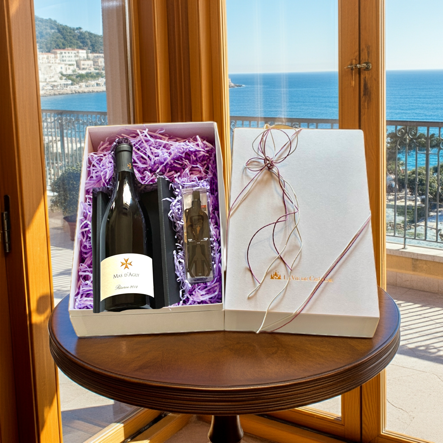 Un cadeau de vin rouge enchanteur et un décapsuleur Lecouse