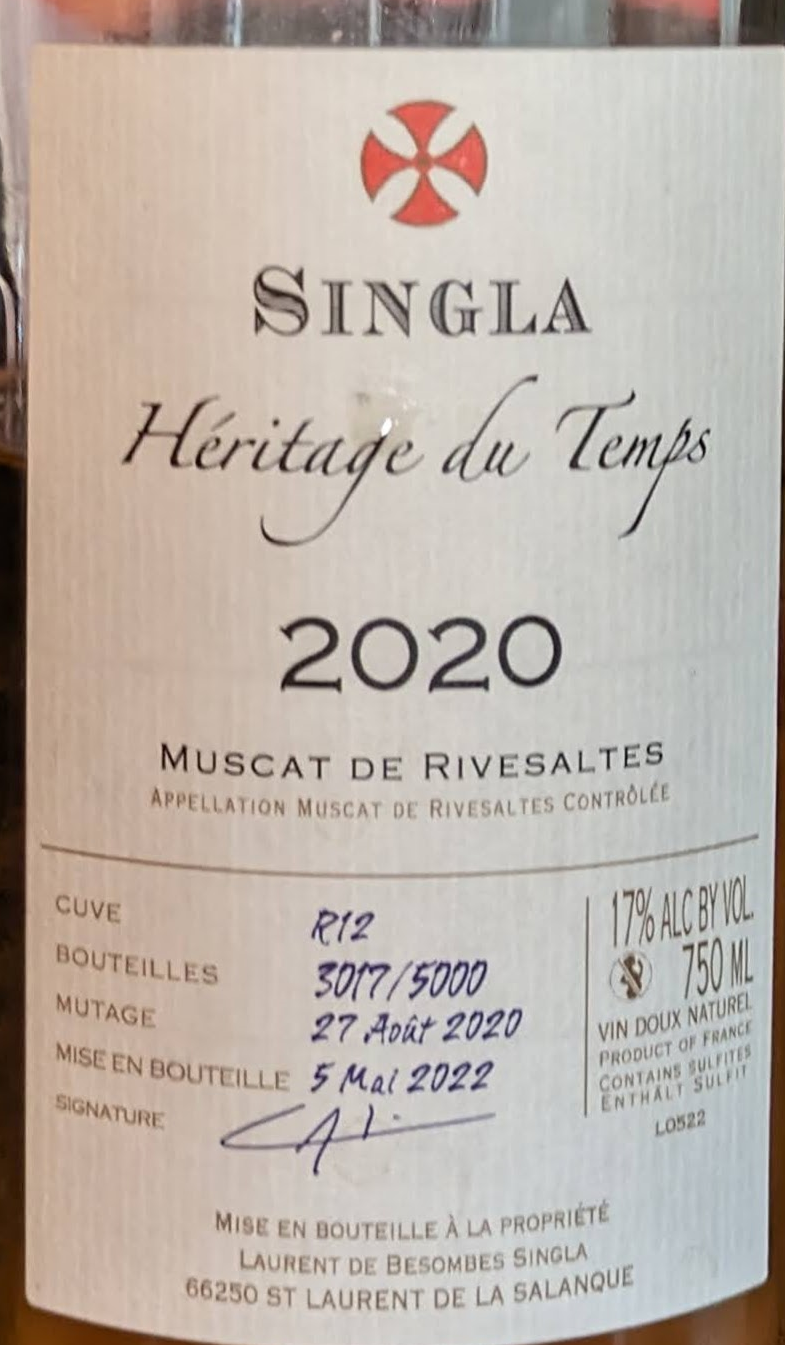 Héritage de Temps (un vin doux rafraîchissant et élégant)