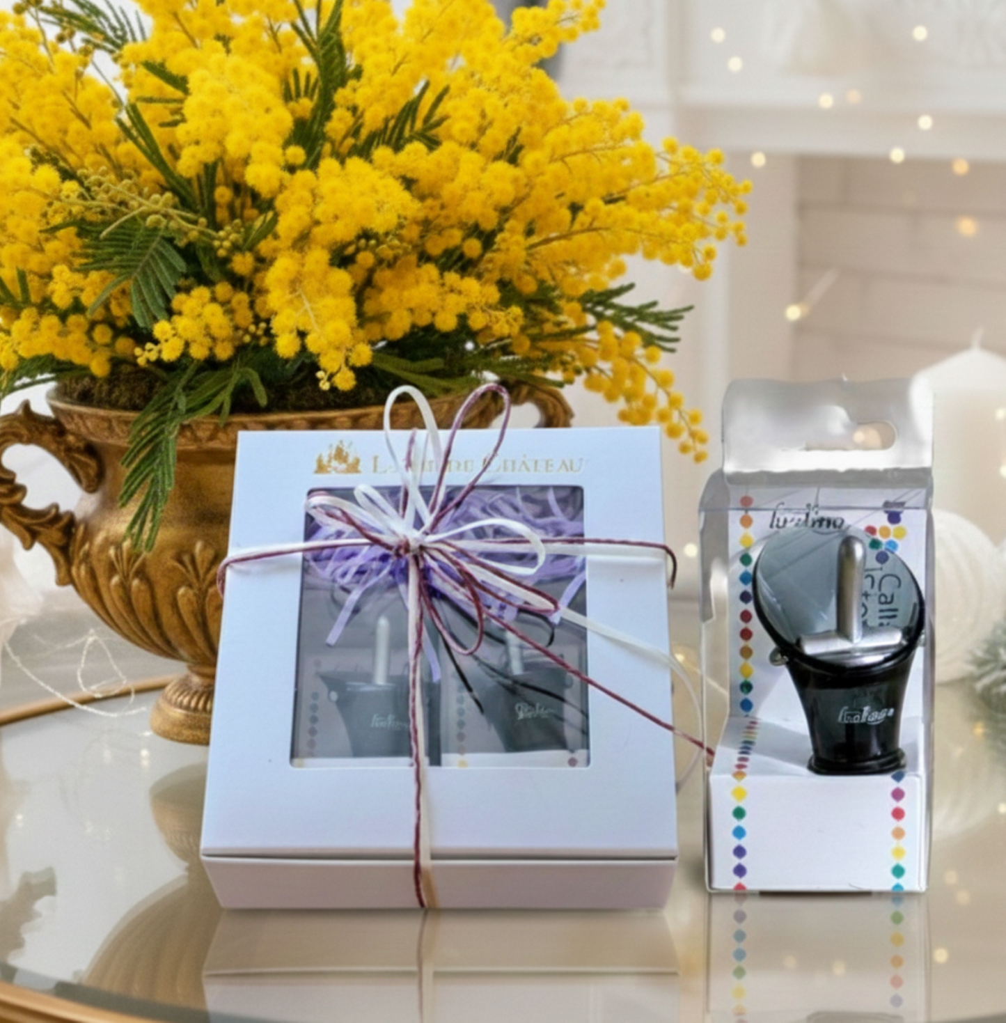 Coffret cadeau contenant 2 bouchons et becs verseurs