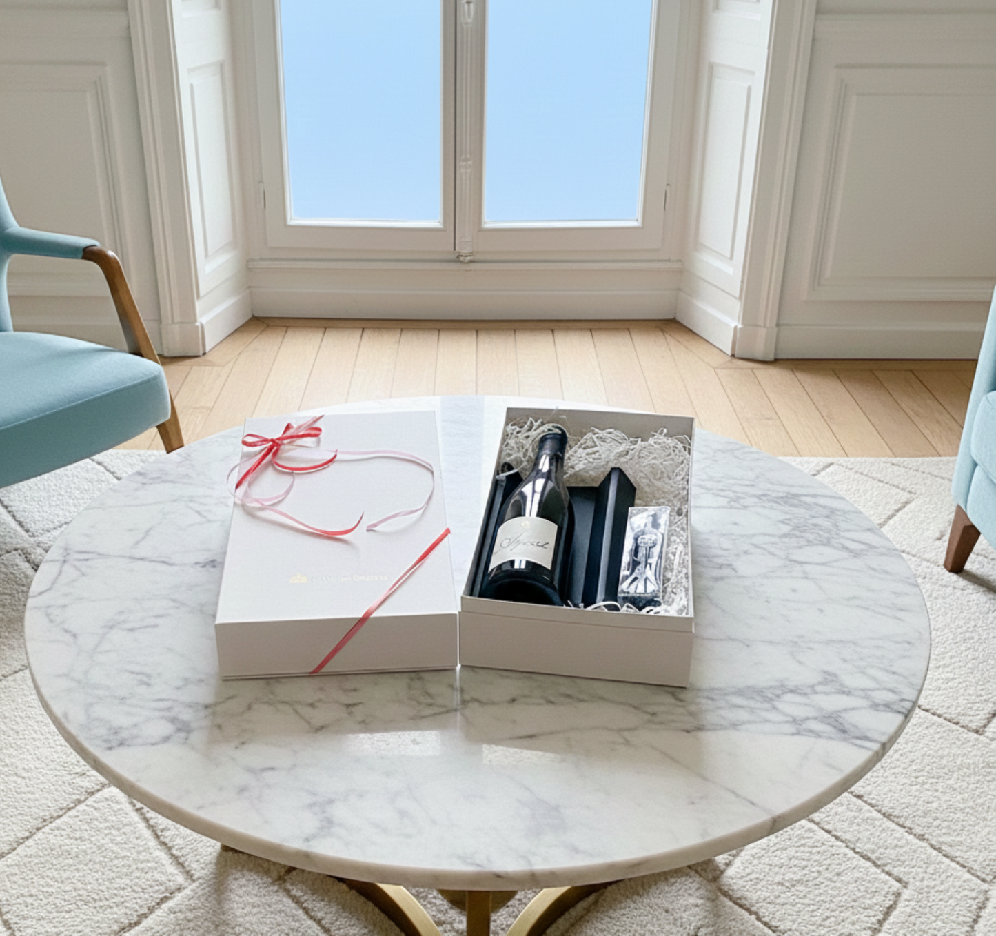 Coffret A de vin blanc (avec Orgos) et accessoires de vin pour les gourmets