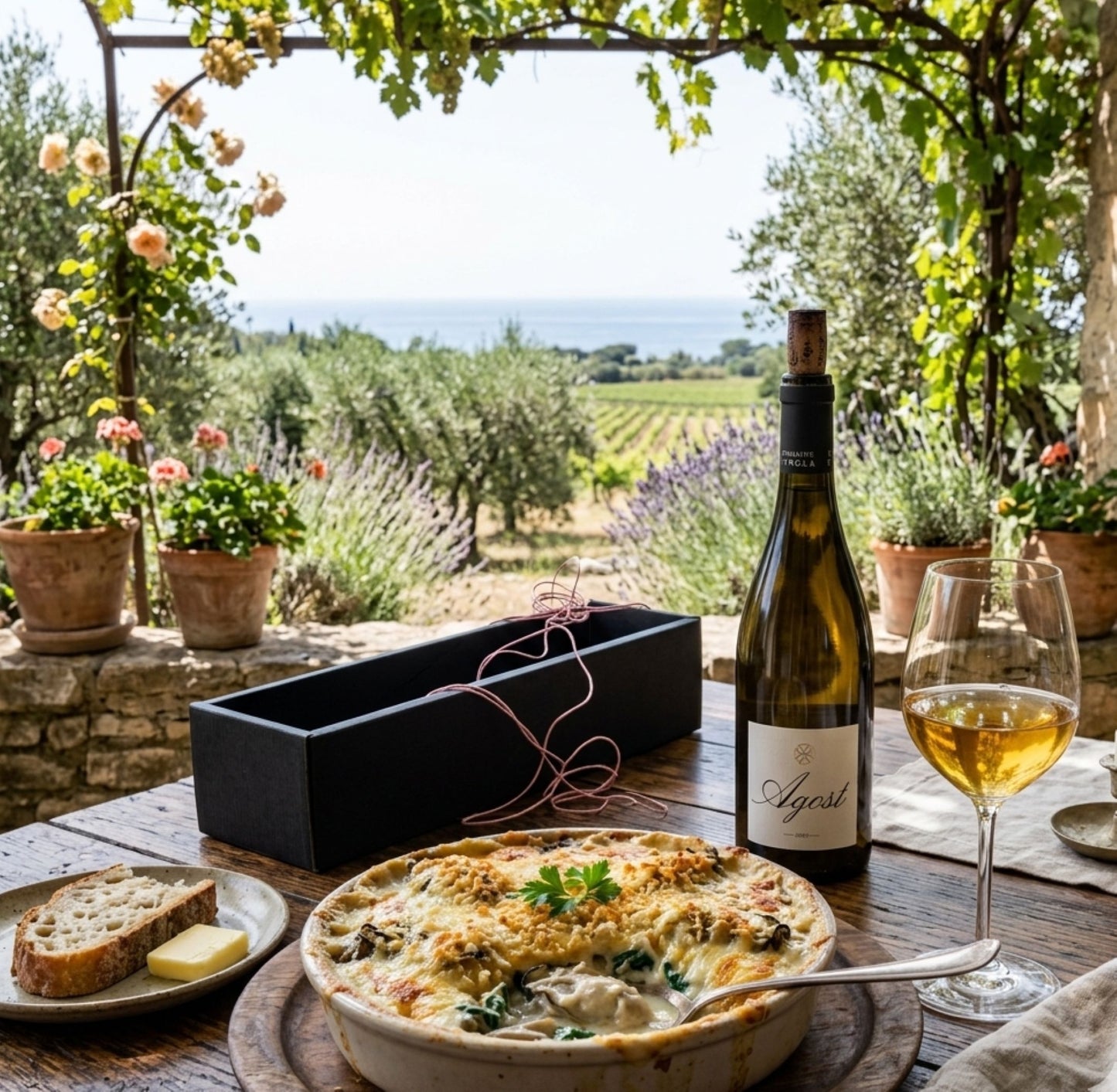 【母の日】南仏白ワイン＆プロヴァンスハンドクリーム ギフトセット BOX付き｜オーゴスト