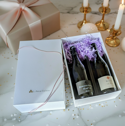 Coffret cadeau de vin rouge populaire du Roussillon (Casteel Bell et vin blanc)