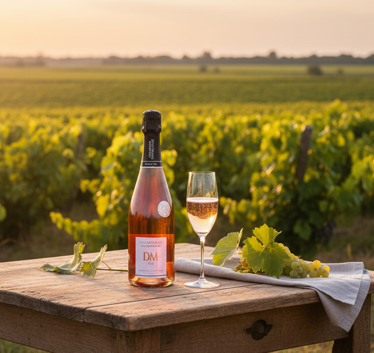 Cadeau DM Champagne Rosé et bouchon de bouteille