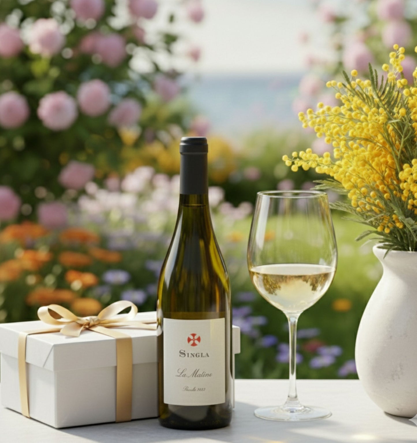 春に贈るワイン｜日本初上陸！｜豪華ブラックBOX付き｜ラ・マティン ｜白ワイン｜ ドメーヌ・シングラ｜優しいドライ｜贈り物｜プレゼント｜ 御礼｜お祝い｜ 750ml｜