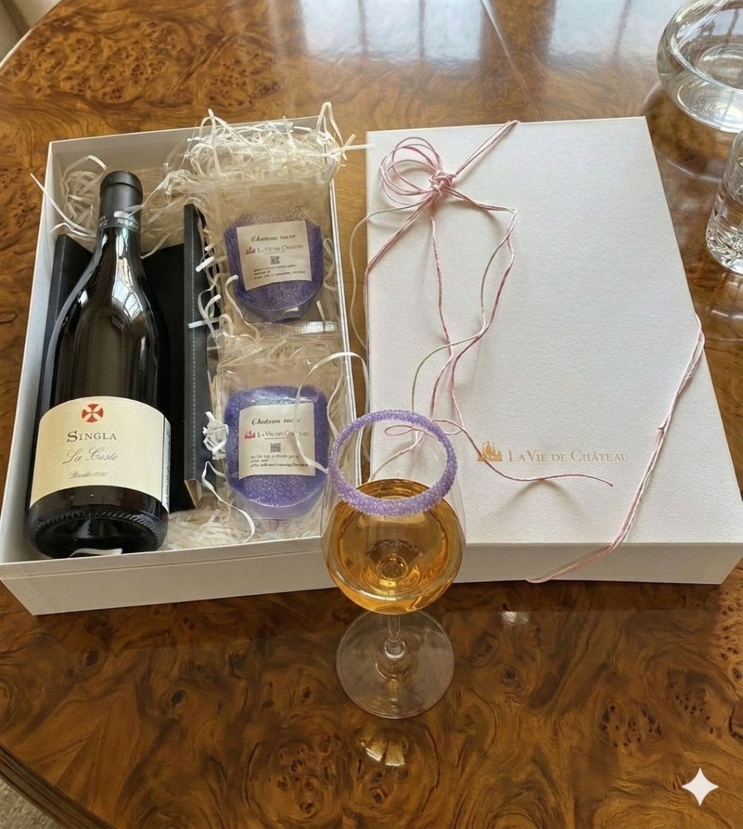 スノースタイル|ルーション｜ドライ｜白ワインとバイオレットカラーのシュガーのギフト｜ギフトBOXプレゼント｜スノースタイルでクールにひと時を