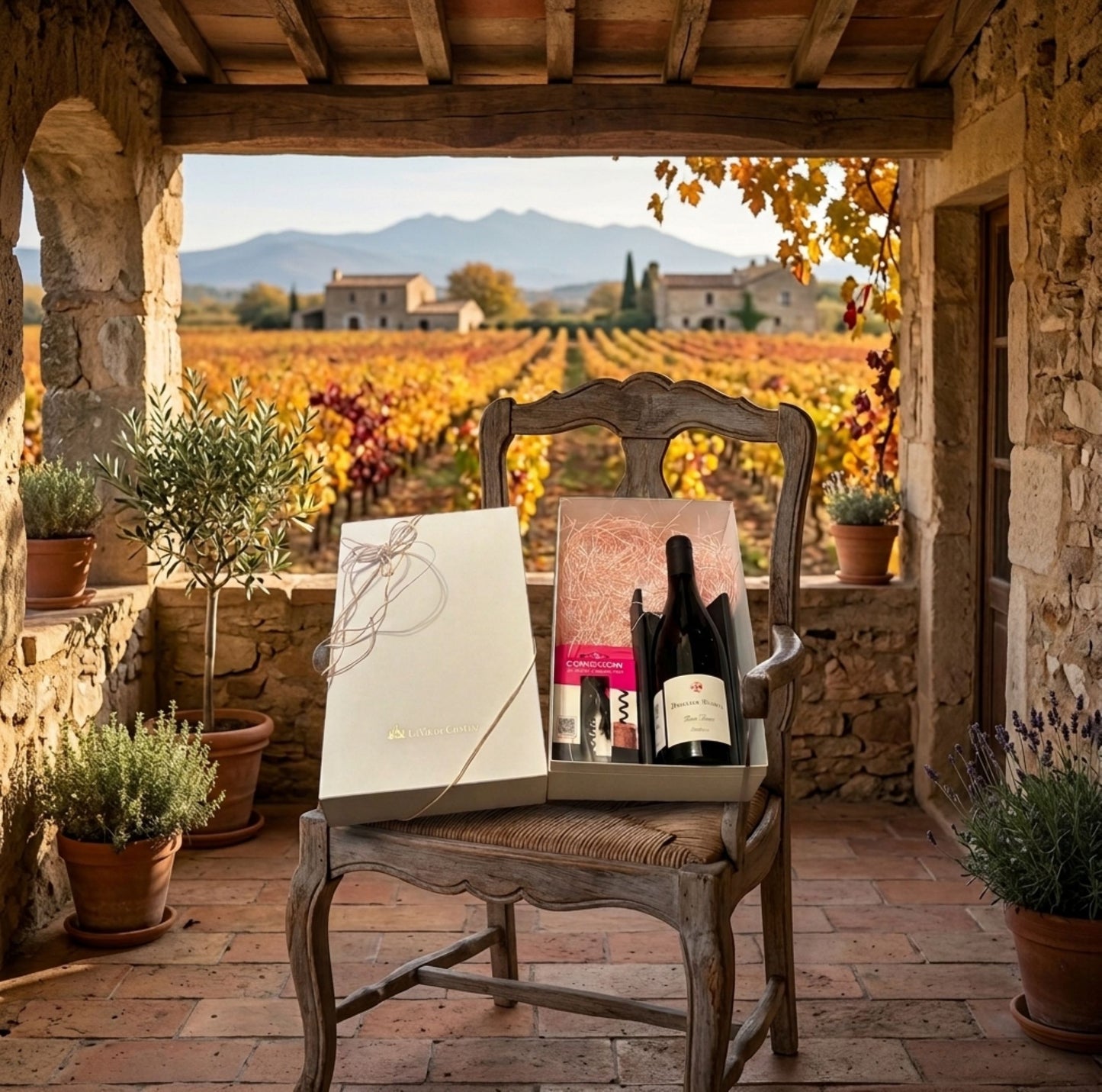 Coffret cadeau de Pass temps (vin rouge populaire) et accessoires