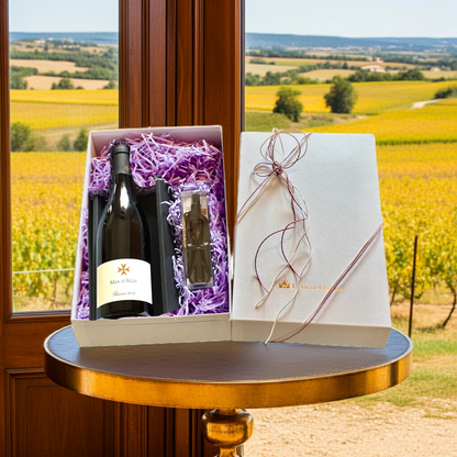 Un cadeau de vin rouge enchanteur et un décapsuleur Lecouse