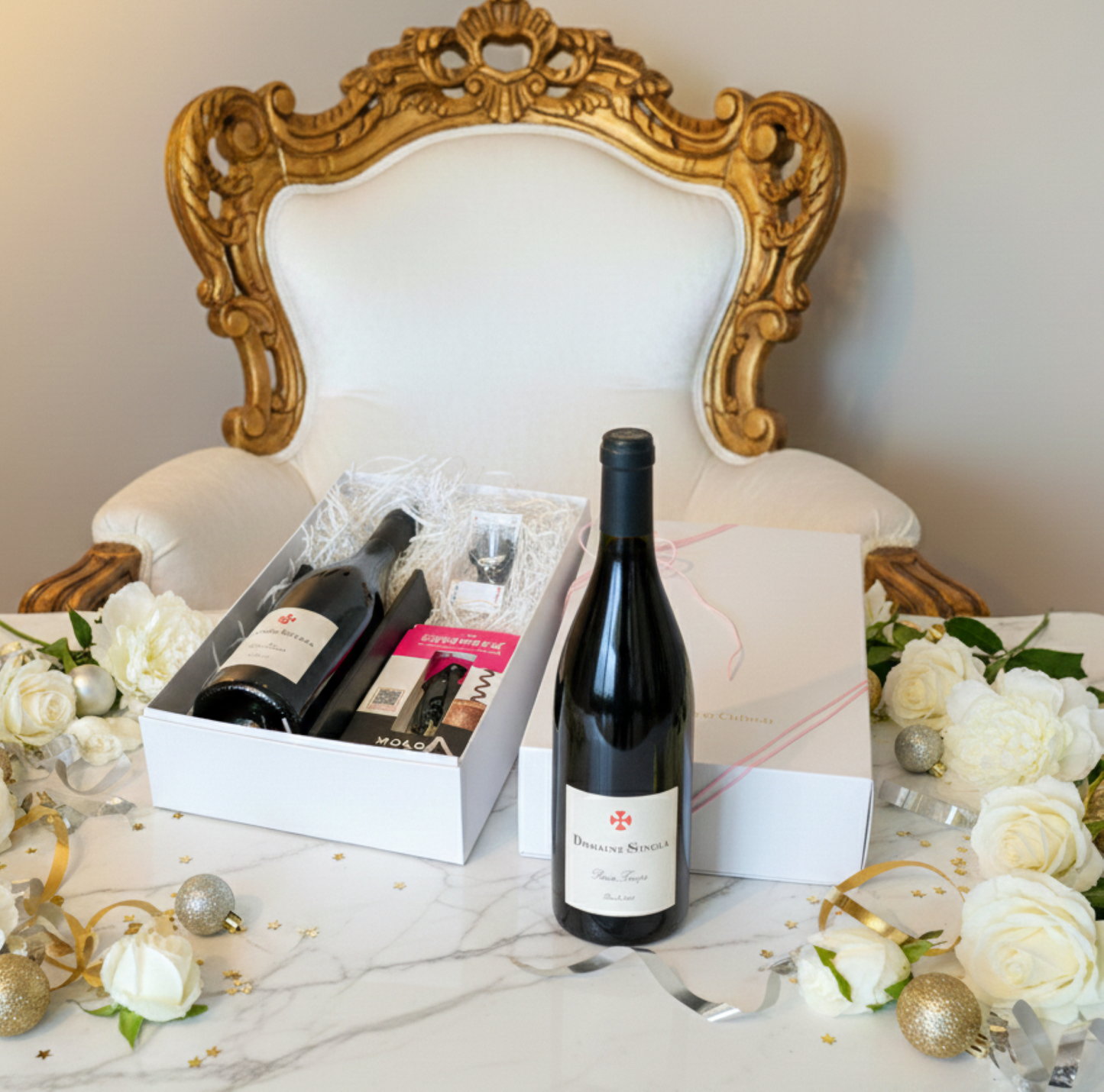 Coffret cadeau de Pass temps (vin rouge populaire) et accessoires