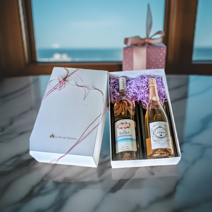 Coffret 2 bouteilles de Bourgogne &amp; Bordeaux Rose