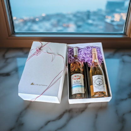 Coffret 2 bouteilles de Bourgogne &amp; Bordeaux Rose